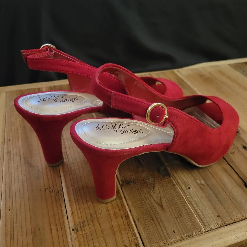 Red Suede Heels - Picture 2 of 5